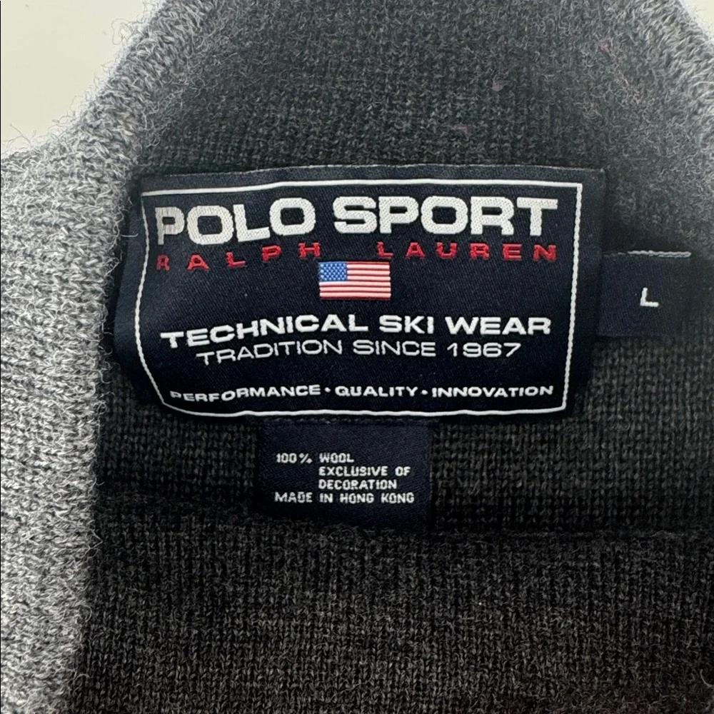 VTG POLO RALPH LAUREN SPORT RLX Technical Ski SWEATER, 100% Wool Dk Gray Large - Picture 9 of 11